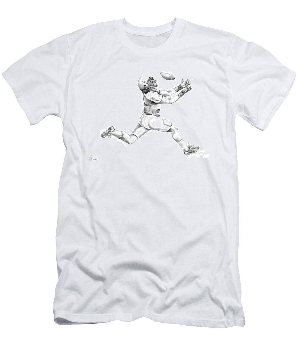 Drawing T-Shirt featuring the drawing American Football by Murphy Elliott