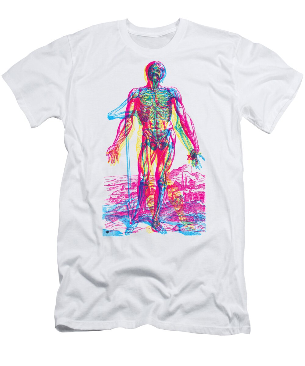 Antique T-Shirt featuring the painting Andreae Vesalii Anatomy 2 by Gary Grayson