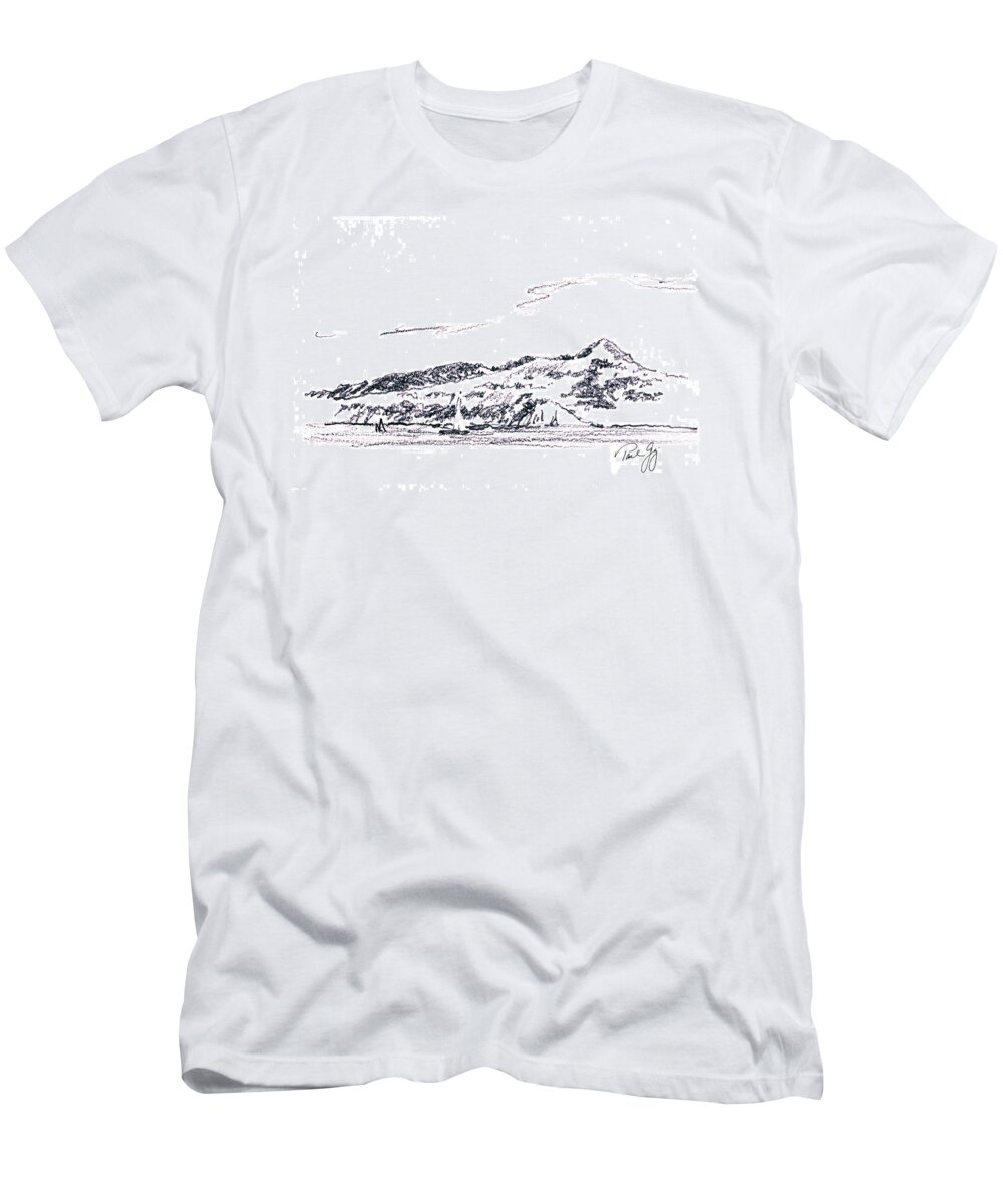Angel Island T-Shirt featuring the painting Angel Island From Sausalito by Paul Gaj