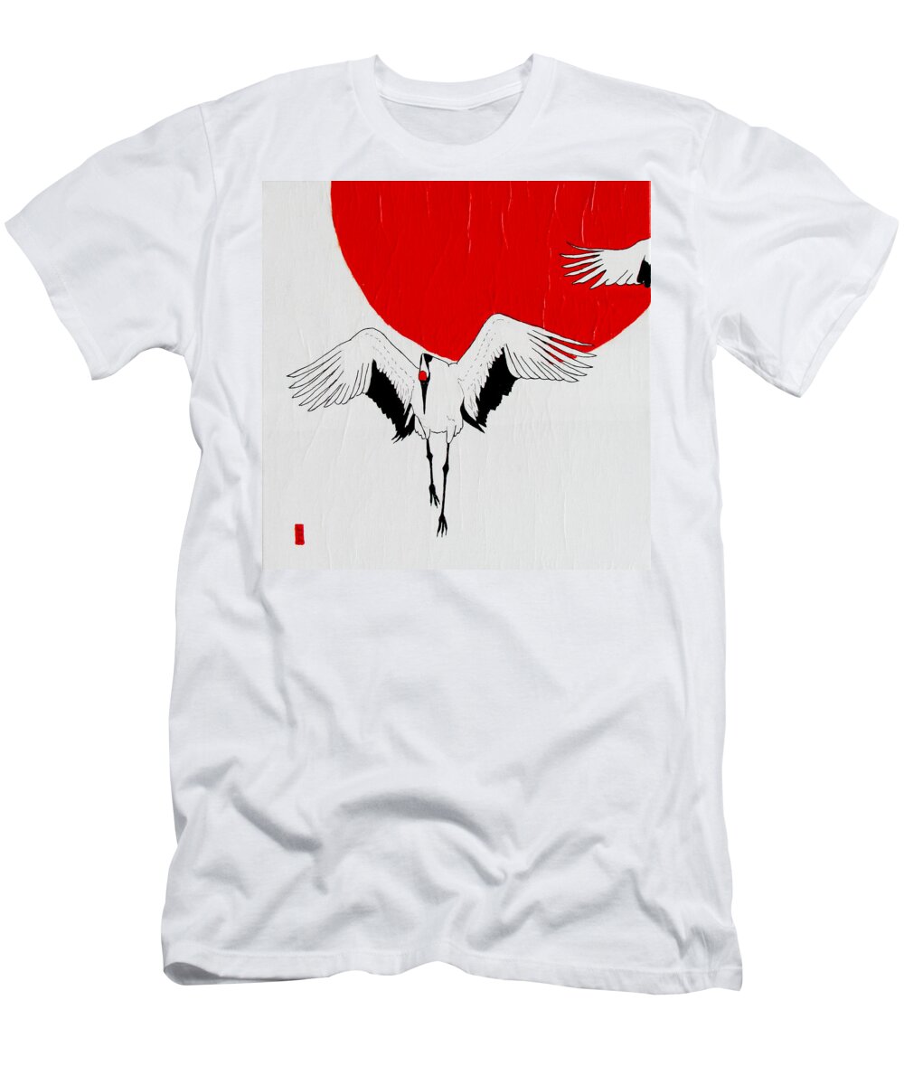 Bird T-Shirt featuring the painting Angelic Crane by Stephanie Grant