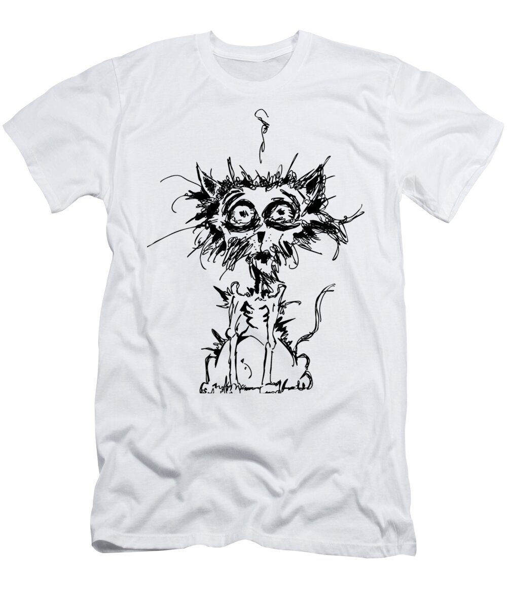 Terror T-Shirt featuring the digital art Angst Cat by Nicholas Ely