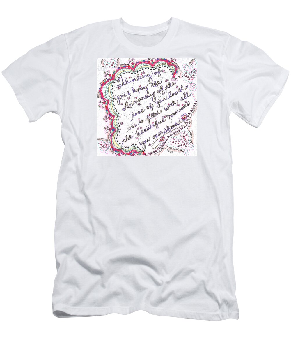 Caregiver T-Shirt featuring the drawing Anniversary Memorial by Carole Brecht
