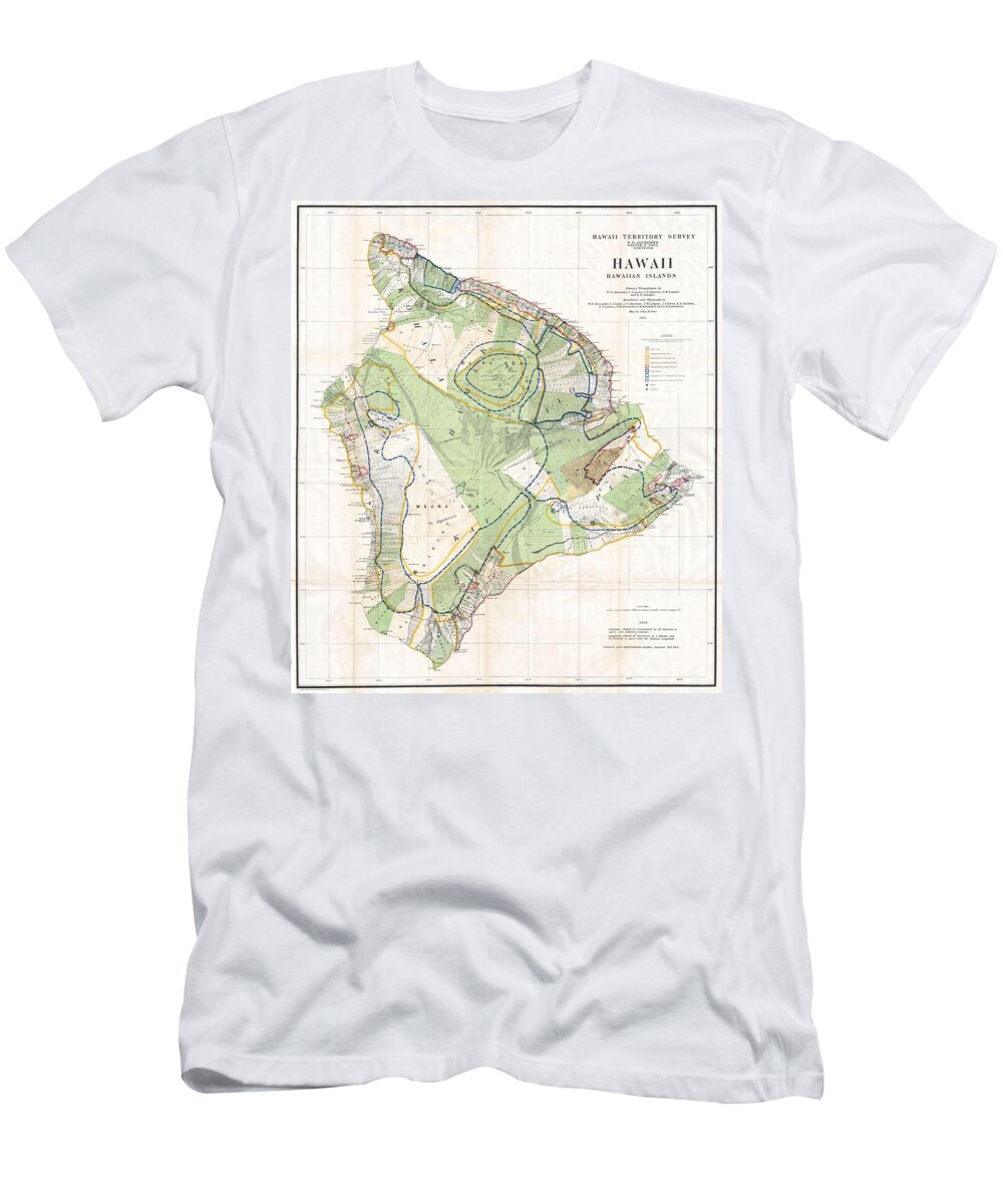 Antique Map Of The Islands Of Hawaii T-Shirt featuring the drawing Antique Maps - Old Cartographic maps - Antique Map of the Islands of Hawaii, 1901 by Studio Grafiikka