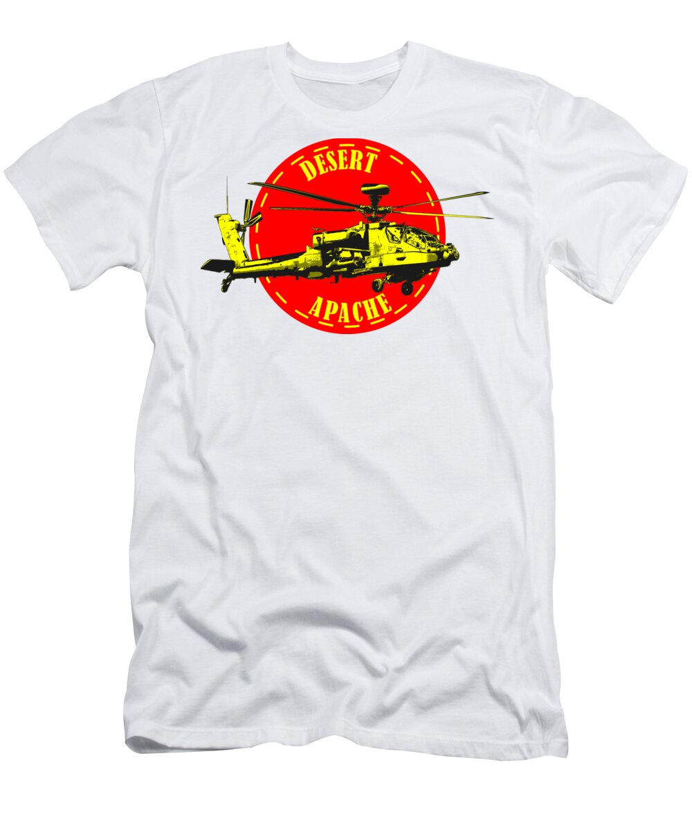 Apache T-Shirt featuring the digital art Apache on Desert by Piotr Dulski