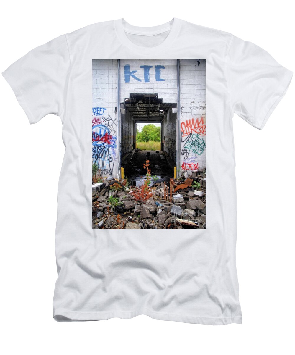 Buildings T-Shirt featuring the photograph Apocalypse Detroit 13 by Walter Neal