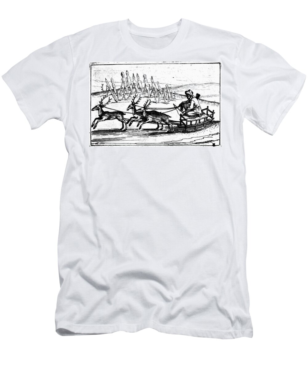 1618 T-Shirt featuring the photograph ARCTIC SLEDDING, c1618 by Granger