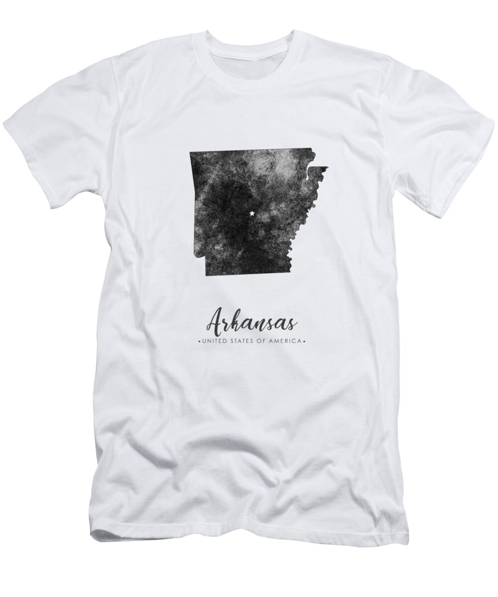 Arkansas T-Shirt featuring the mixed media Arkansas State Map Art - Grunge Silhouette by Studio Grafiikka