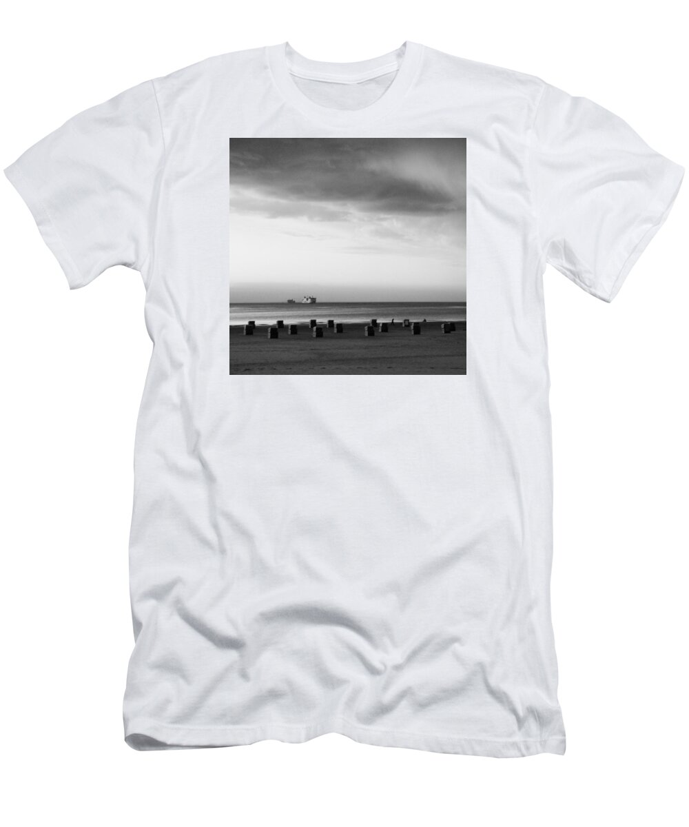 Blackandwhite T-Shirt featuring the photograph Arriving Ferry Monochrome by S Giljan
