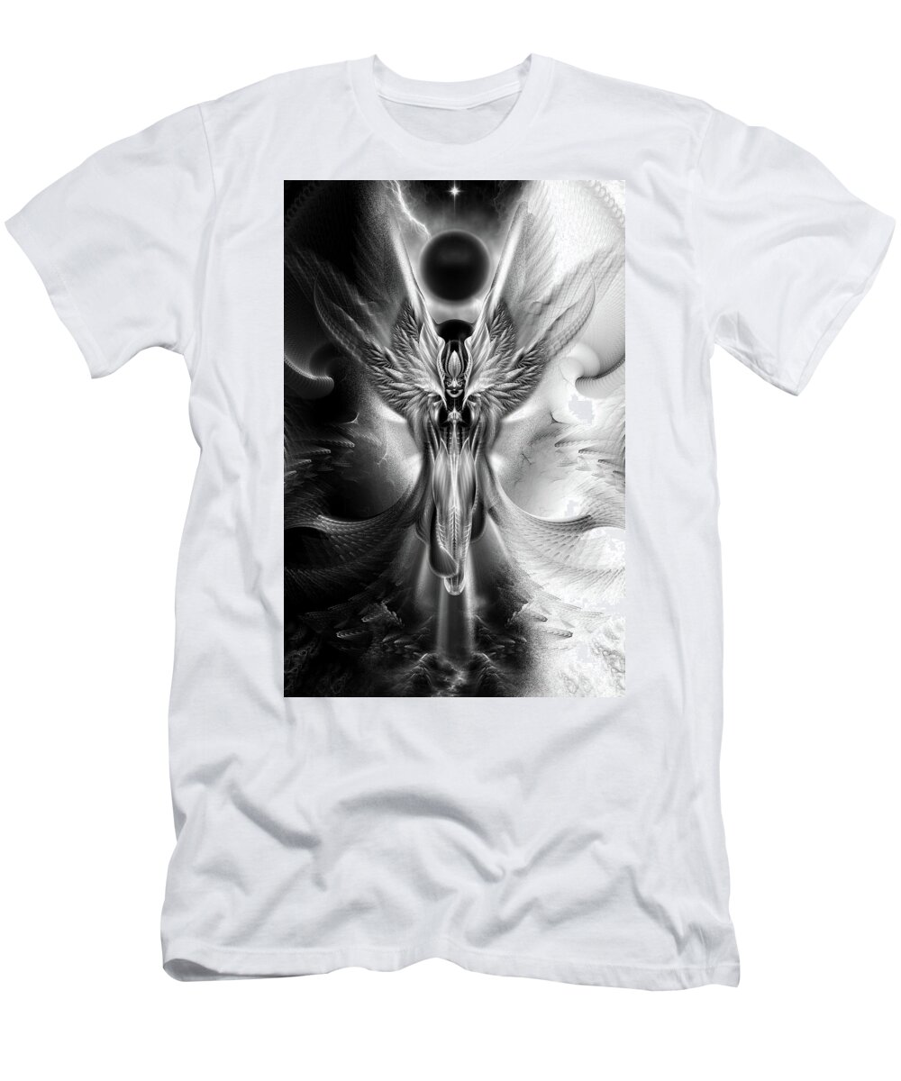 Arsencia T-Shirt featuring the digital art Arsencia The Other Side Of Midnight Fractal Portrait by Rolando Burbon