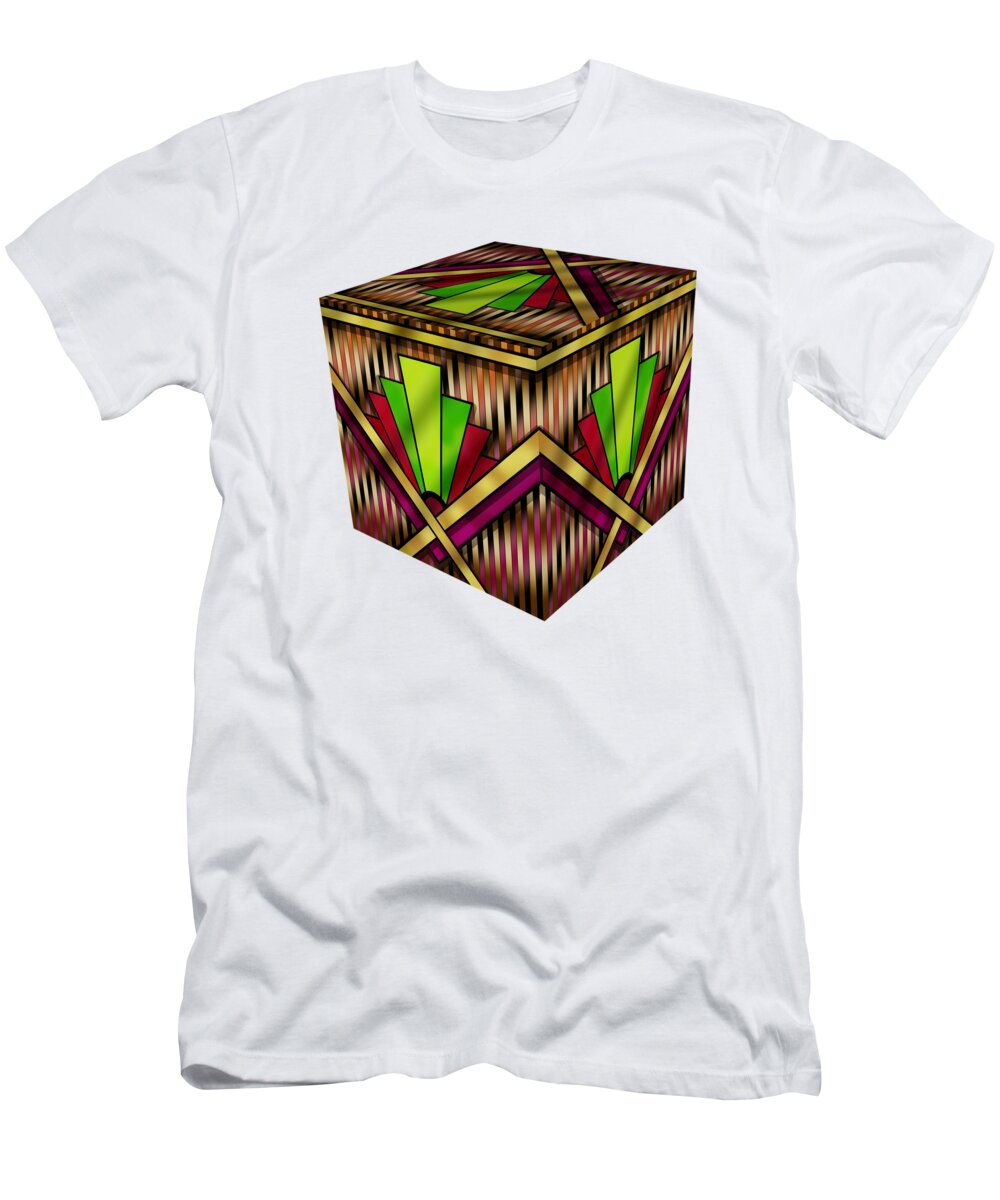 Art Deco 13 Cube T-Shirt featuring the digital art Art Deco 13 Cube by Chuck Staley