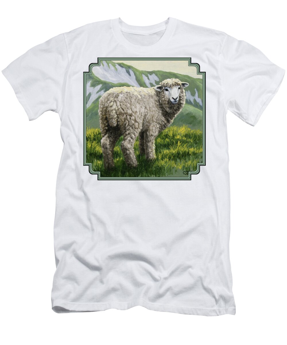 Sheep T-Shirt featuring the painting Highland Ewe by Crista Forest