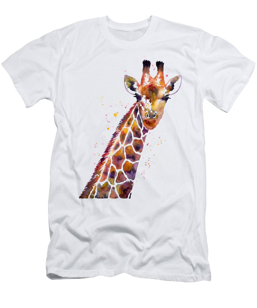 Giraffe T-Shirt featuring the painting Giraffe by Hailey E Herrera