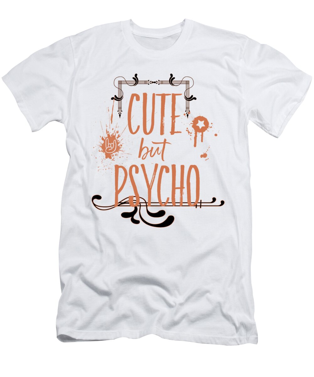 Abstract T-Shirt featuring the digital art CUTE but PSYCHO by Melanie Viola