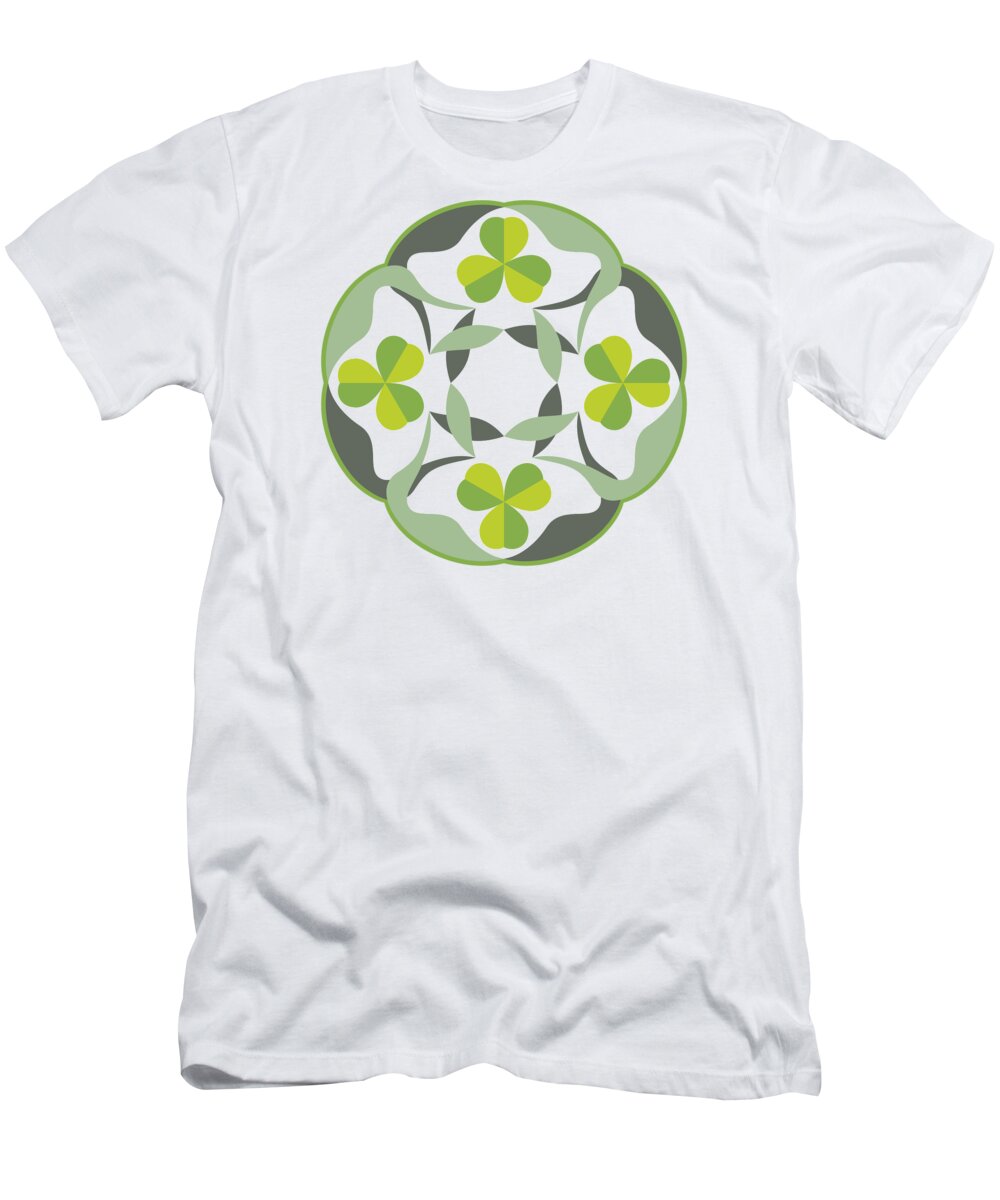Celtic T-Shirt featuring the digital art Celtic Inspired Shamrock Graphic by MM Anderson