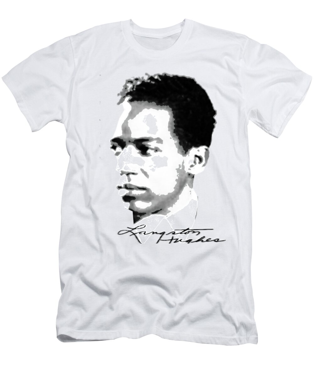 Poets T-Shirt featuring the digital art Langston Hughes #1 by Asok Mukhopadhyay