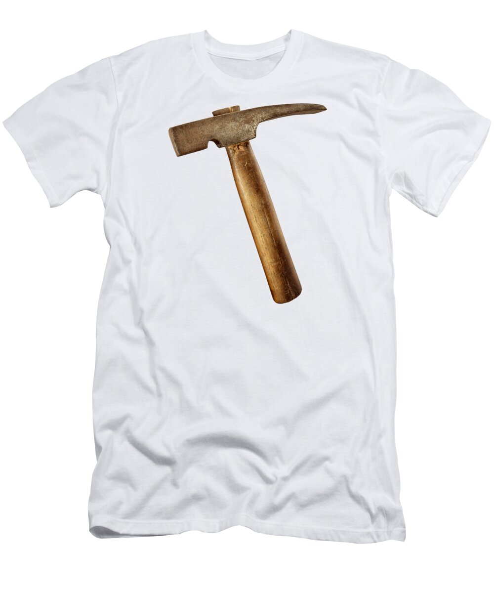 Antique T-Shirt featuring the photograph Antique Plumb Masonry Hammer on Color Paper by YoPedro