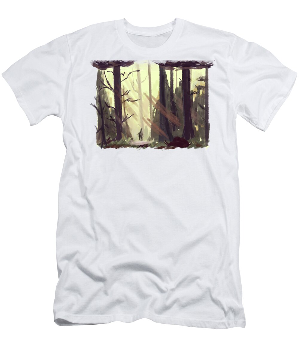 Golden T-Shirt featuring the digital art Golden Forest by Jim 'Crator' Hill