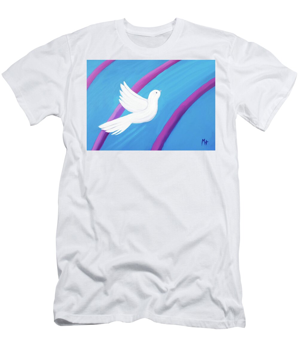 Dove T-Shirt featuring the painting Ascending by Margaret Harmon