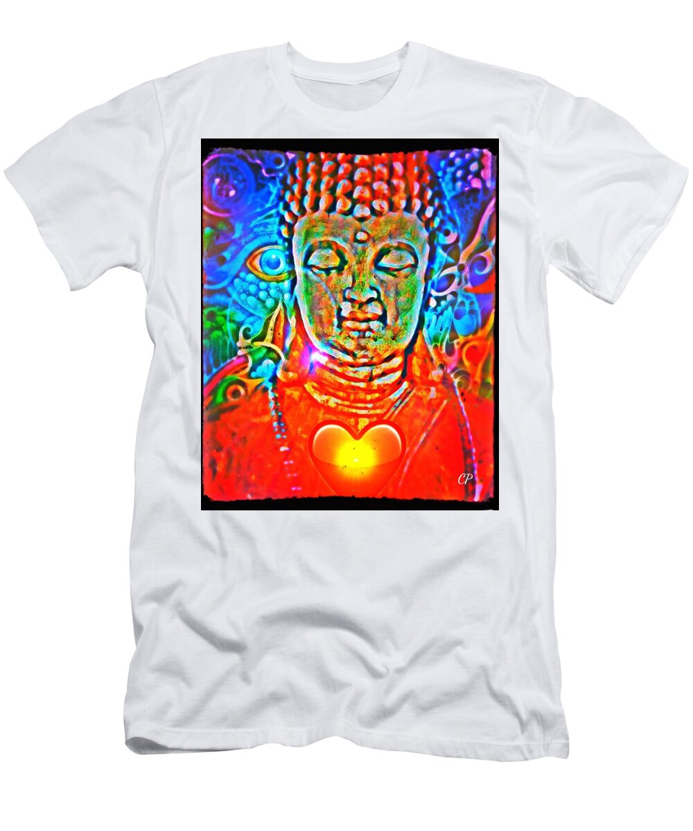 Buddha T-Shirt featuring the mixed media Ascension wave by Christine Paris
