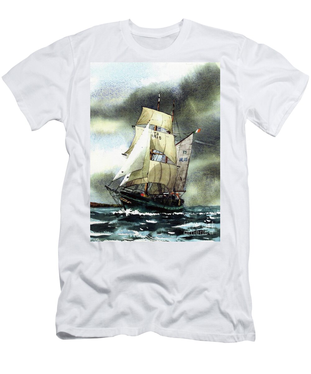 Val Byrne T-Shirt featuring the painting F 758 Asgard 11 often sailed along the Wild Atlantic way by Val Byrne