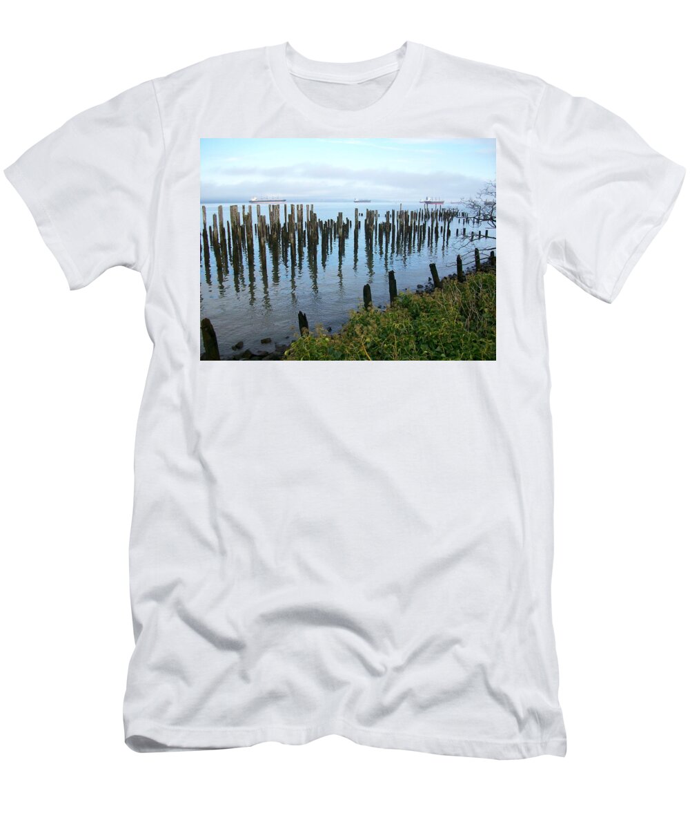 Nature T-Shirt featuring the photograph Astoria Ships by Quin Sweetman