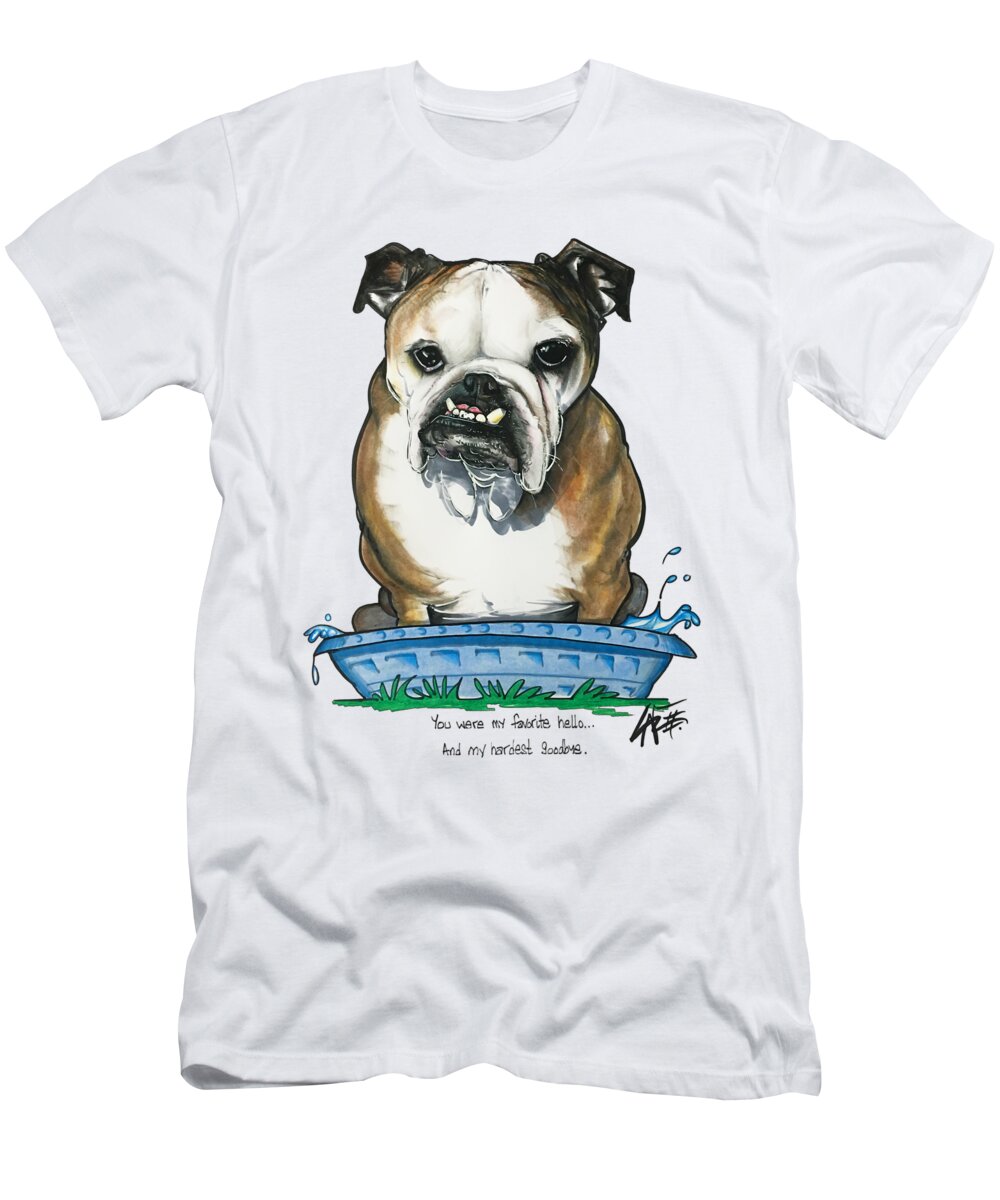 English Bulldog T-Shirt featuring the drawing Aucoin 3846 by Canine Caricatures By John LaFree