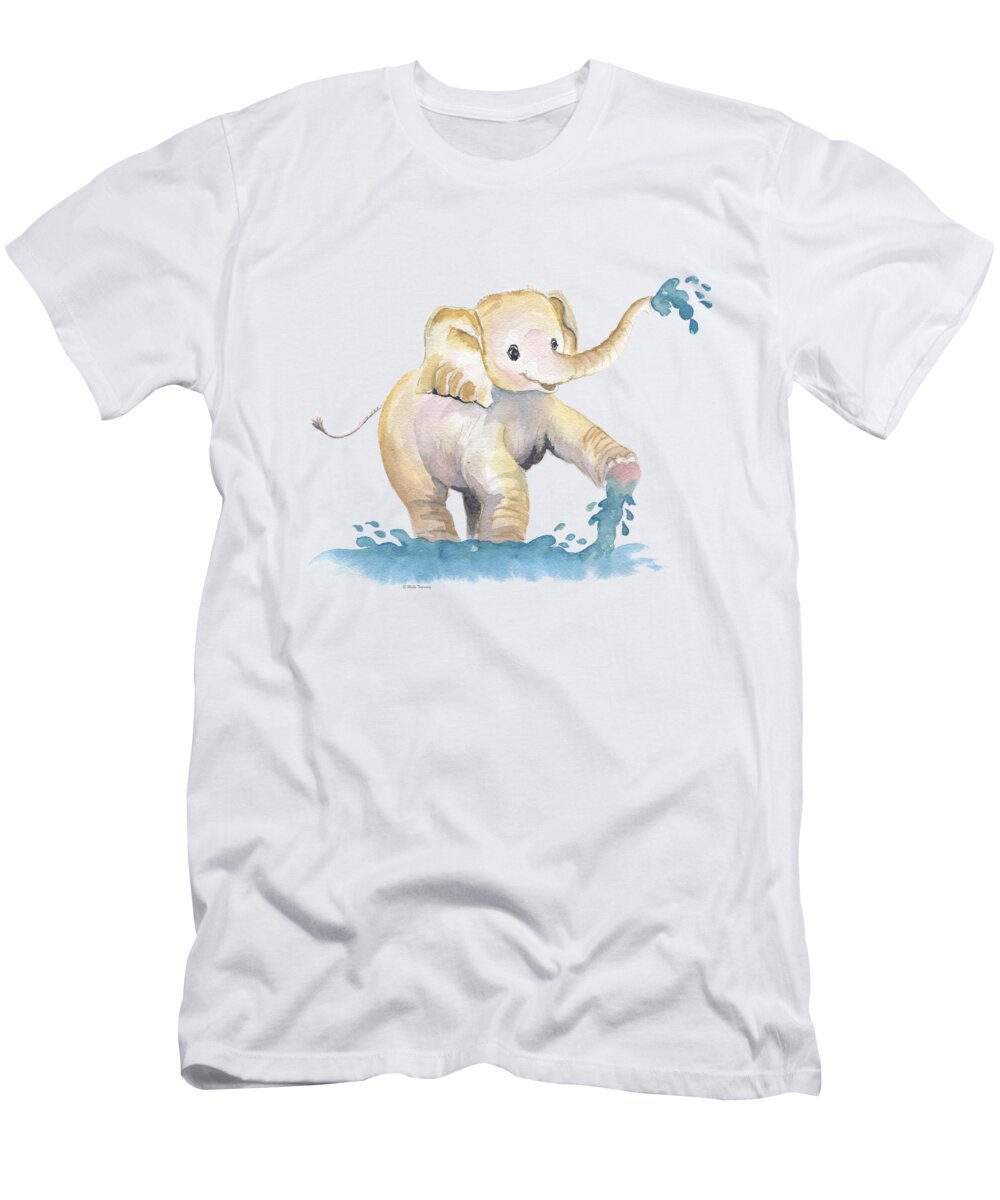 Baby Elephant T-Shirt featuring the painting Baby Elephant 2 by Melly Terpening