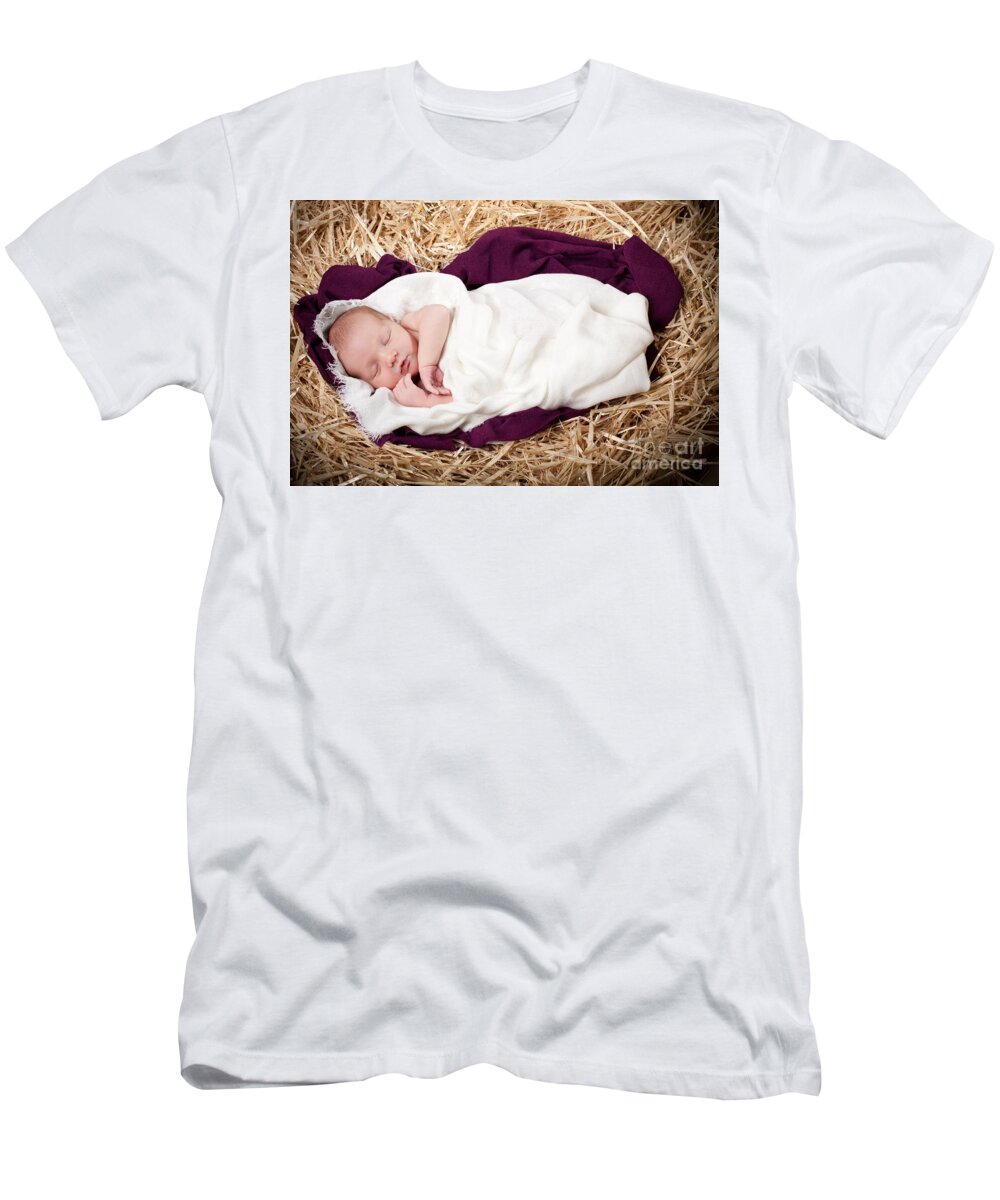 Nativity T-Shirt featuring the photograph Baby Jesus Nativity by Cindy Singleton
