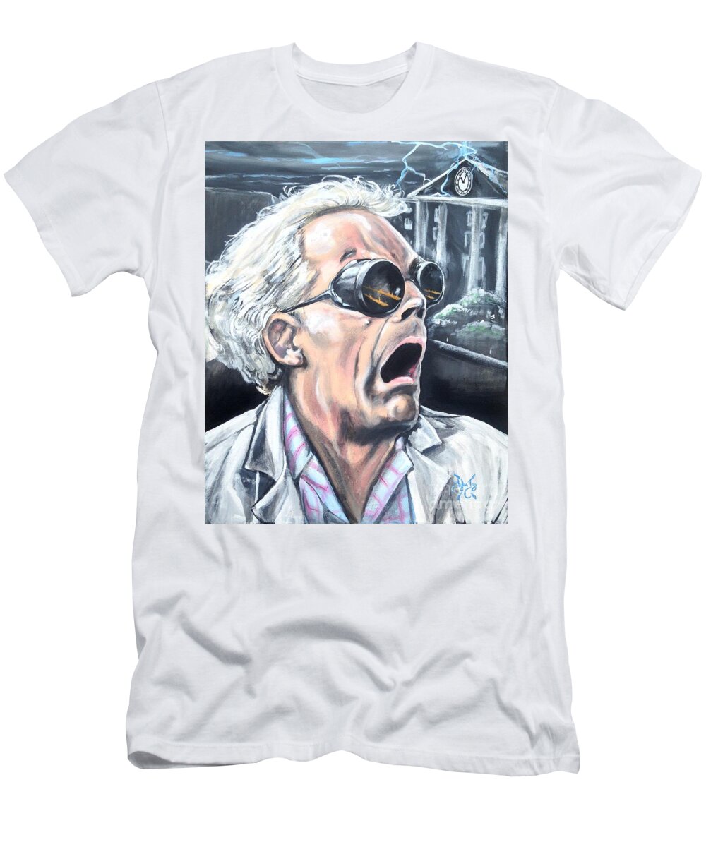 Great Scott T-Shirt featuring the painting Back to the Future Doc by Tyler Haddox