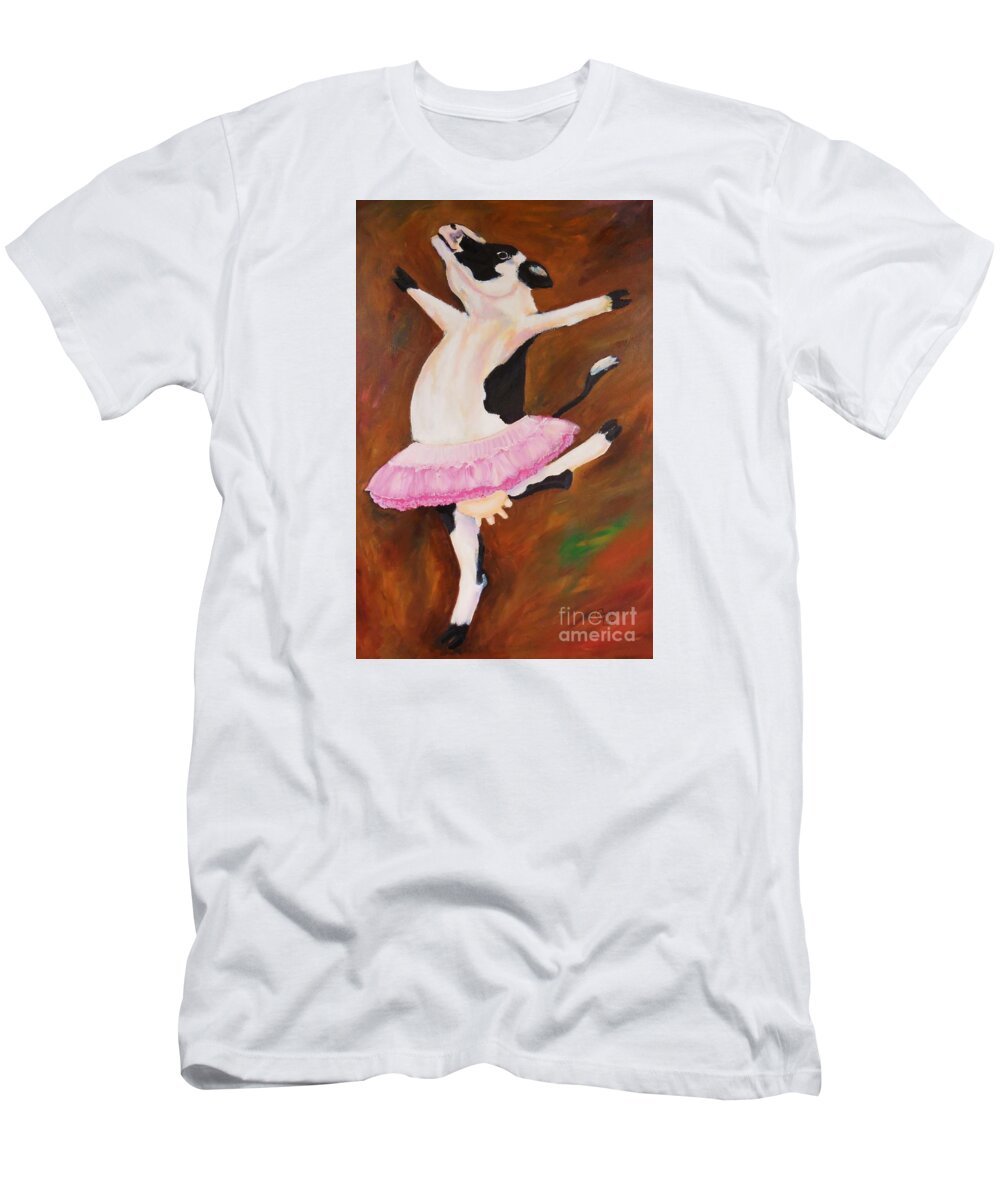 Cow T-Shirt featuring the painting Ballerina Cow by Cami Lee