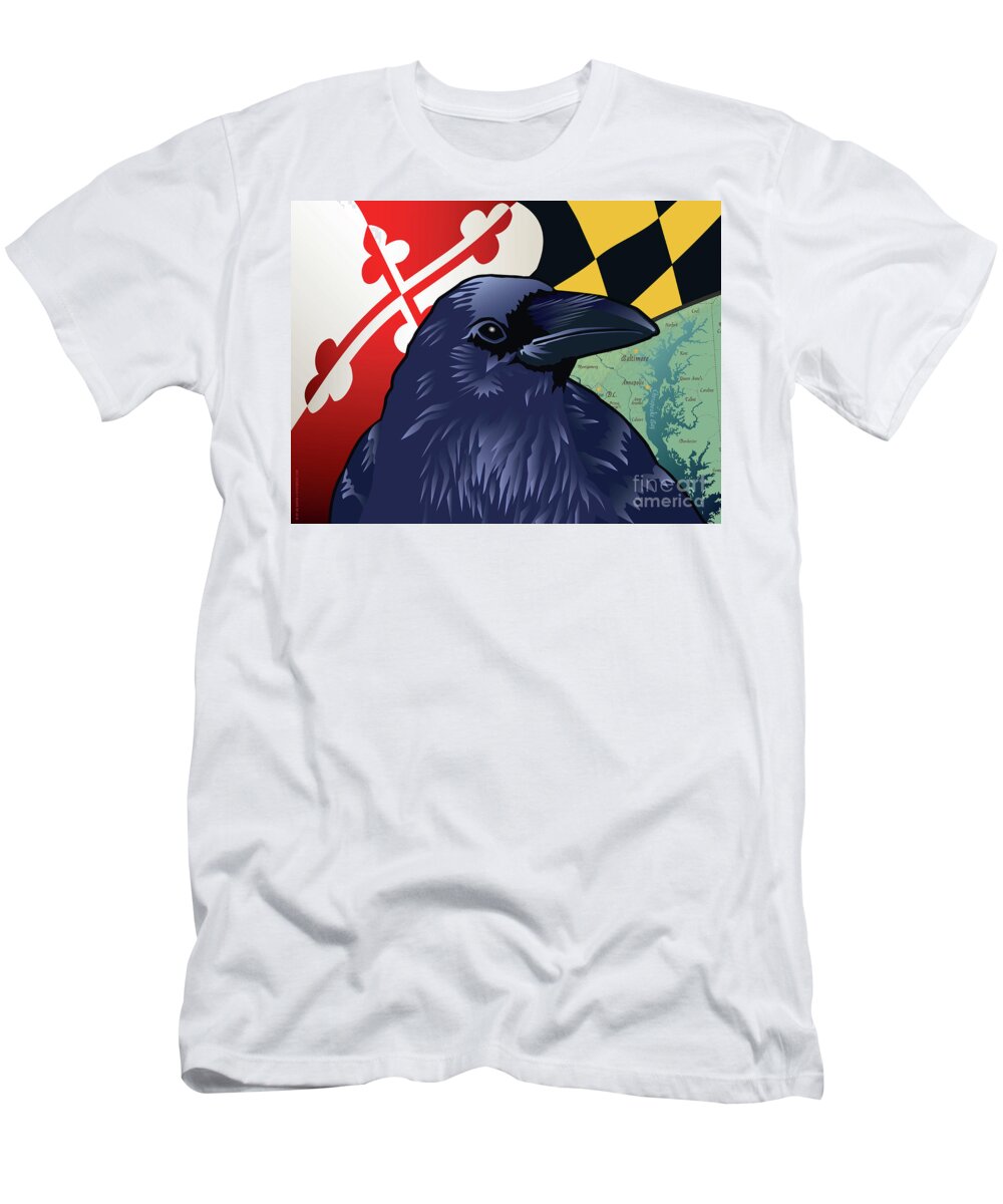 Edgar Allan Poe T-Shirt featuring the digital art Baltimore Raven of Maryland by Joe Barsin