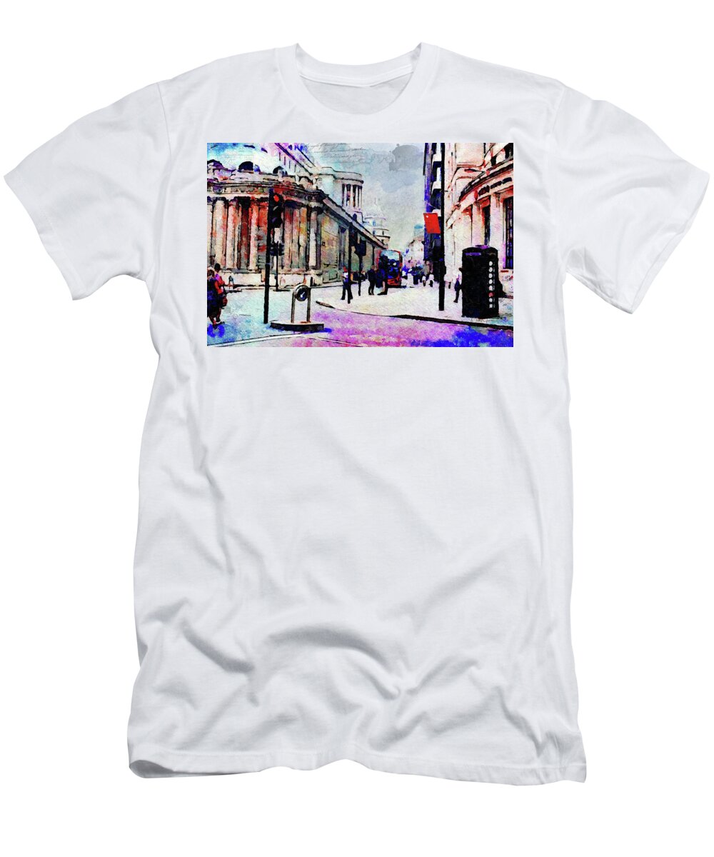 London T-Shirt featuring the digital art Bank by Nicky Jameson