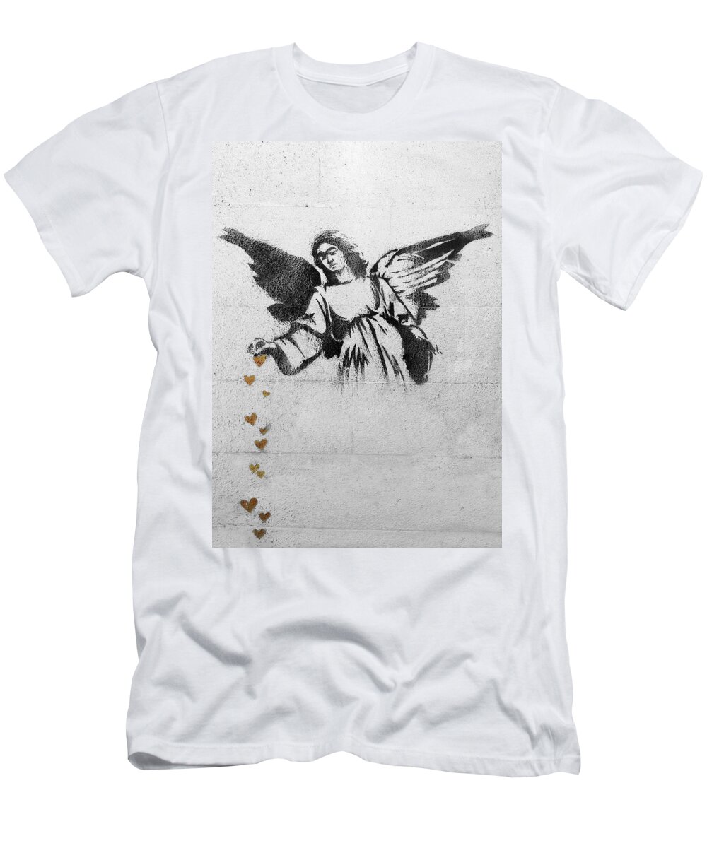 Banksy T-Shirt featuring the photograph Banksy Angel by Munir Alawi