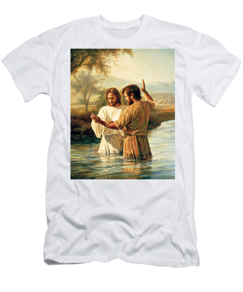 Jesus T-Shirt featuring the painting Baptism of Christ by Greg Olsen
