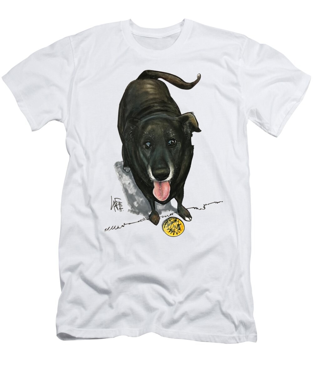 Pet Portrait T-Shirt featuring the drawing Bartlett 3021 by Canine Caricatures By John LaFree