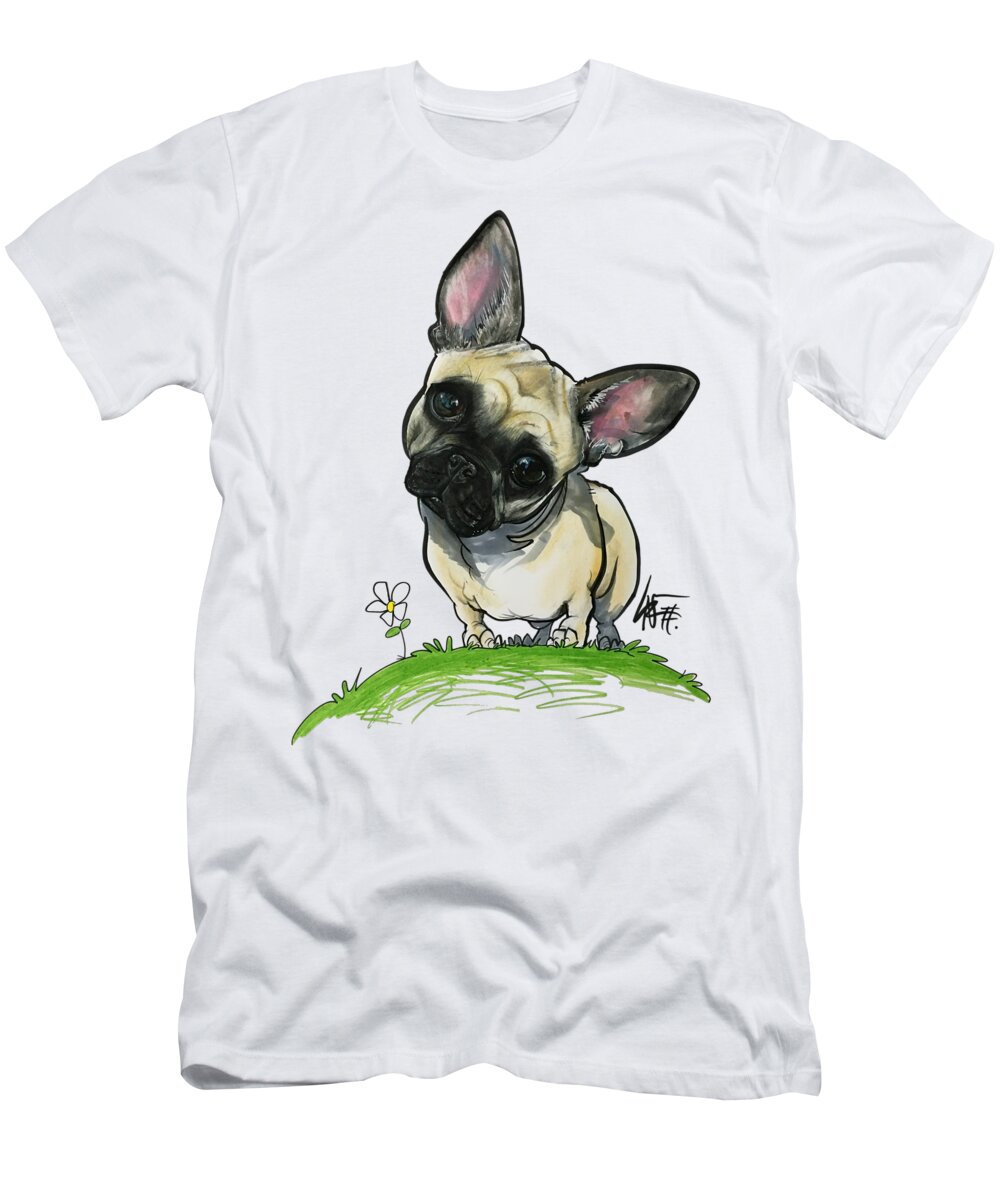 French Bulldog T-Shirt featuring the drawing Basher 3880 by Canine Caricatures By John LaFree