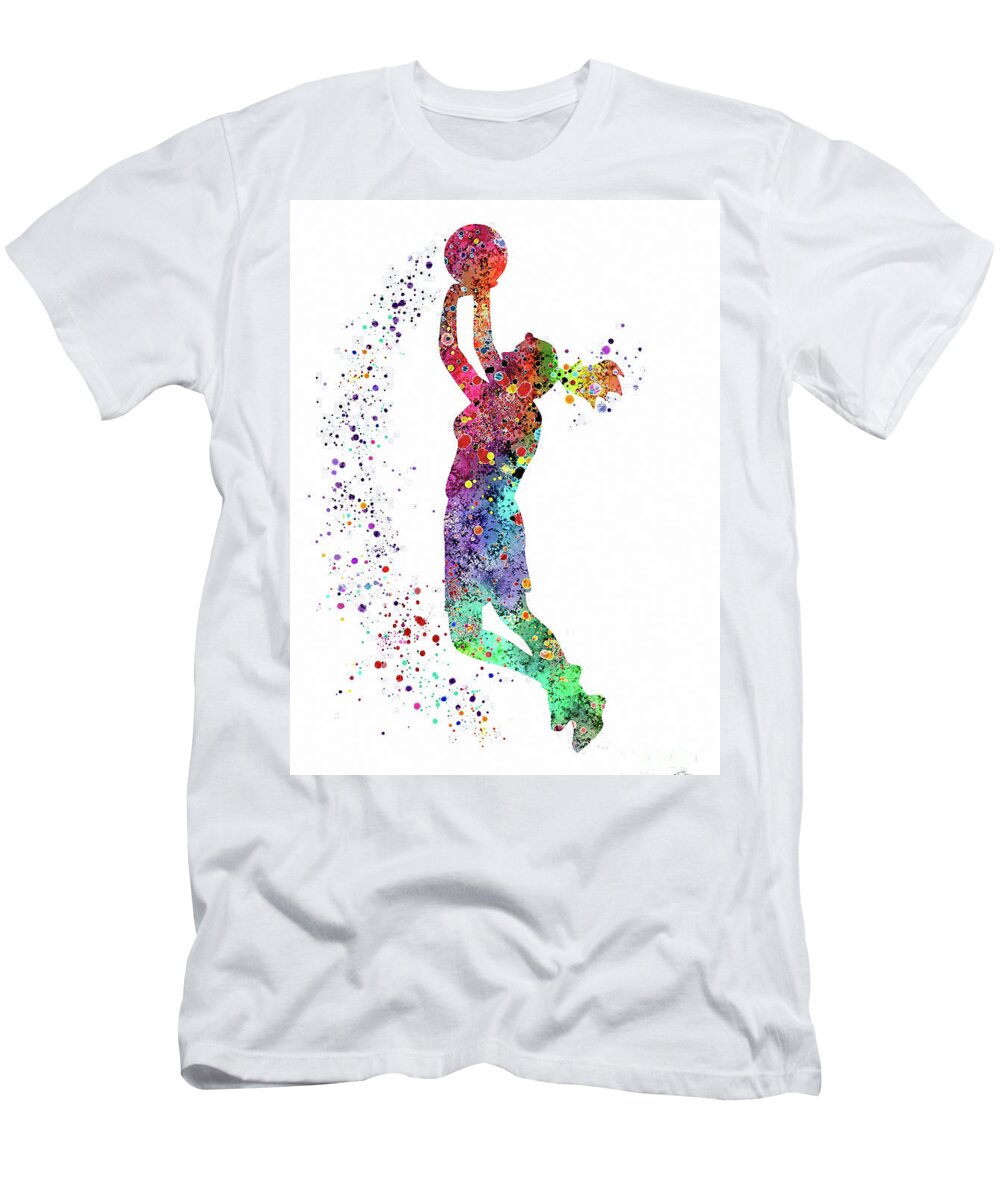 Basketball Girl Player Sports Artwork T-Shirt by White Lotus - Pixels | T-Shirts