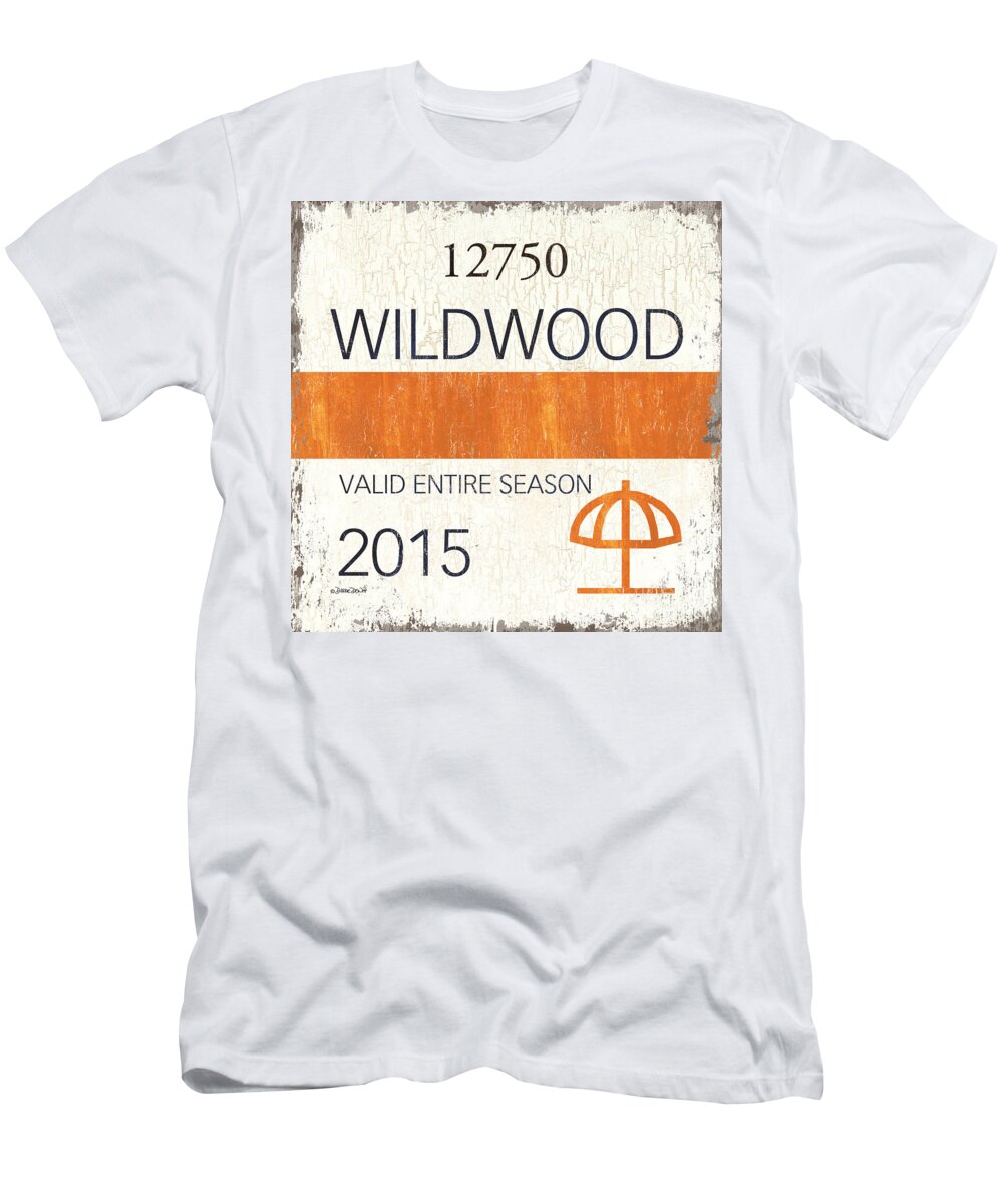 Wildwood T-Shirt featuring the painting Beach Badge Wildwood by Debbie DeWitt