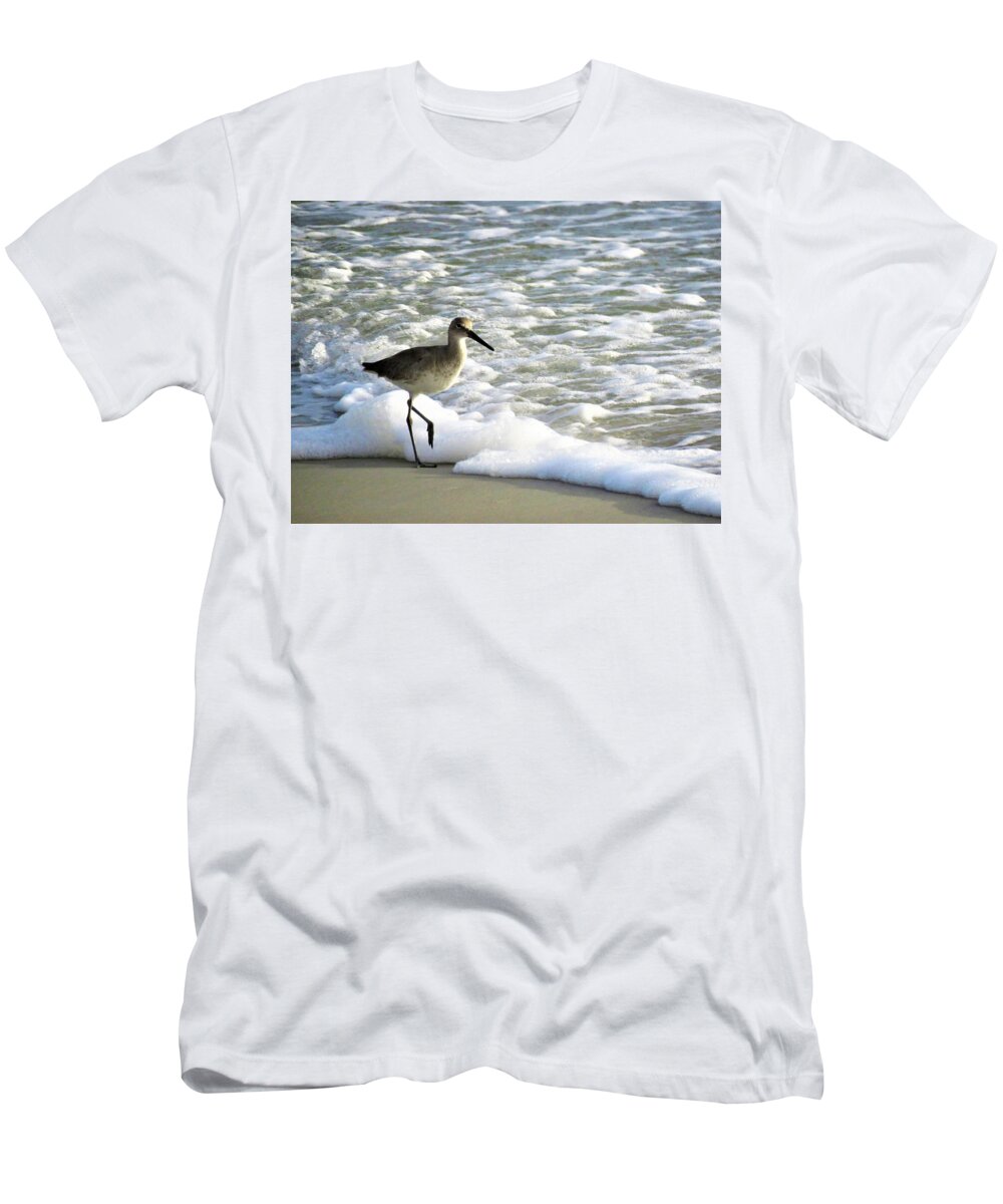 Kathy Long T-Shirt featuring the photograph Beach Sandpiper by Kathy Long