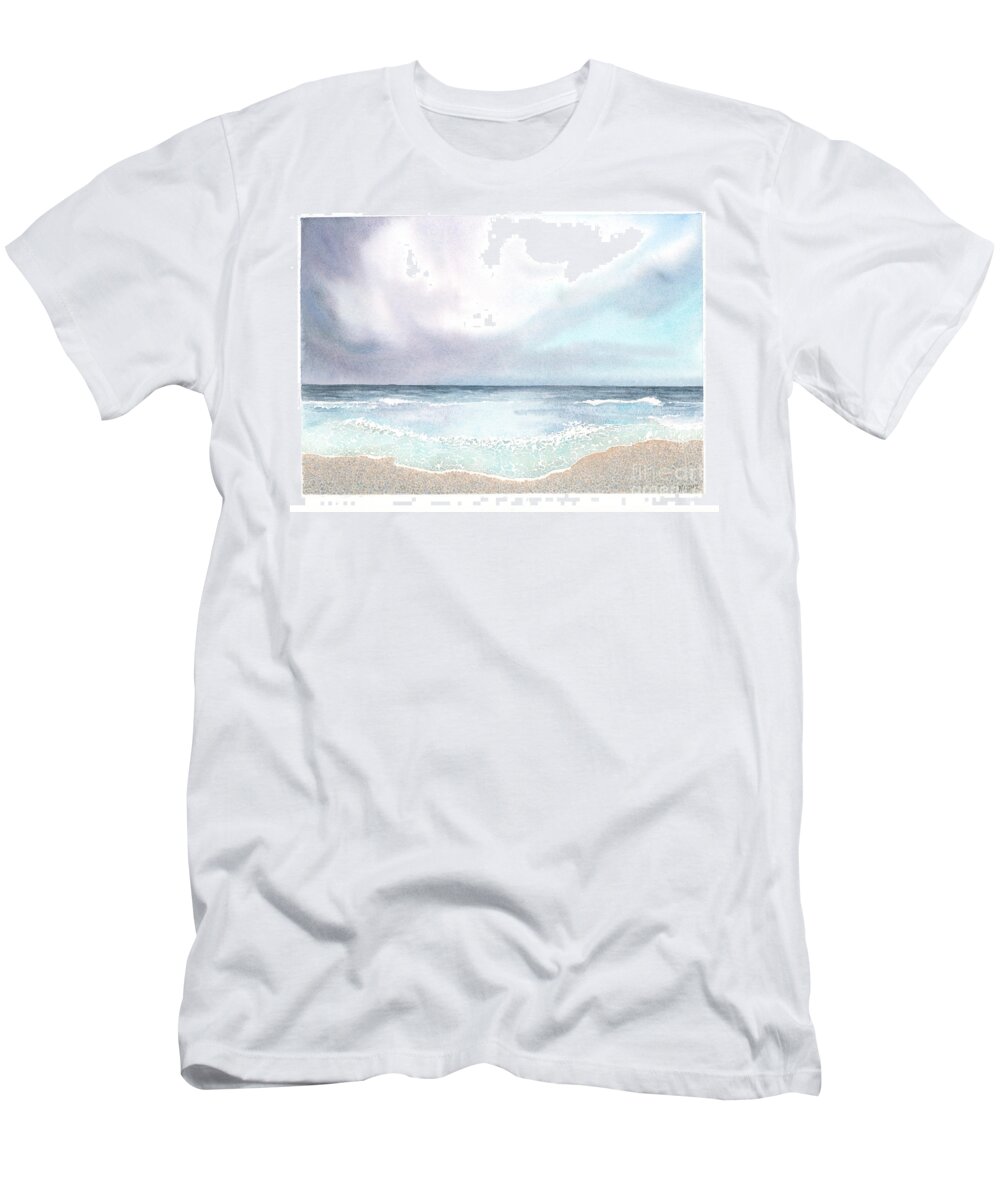 Florida T-Shirt featuring the painting Beach Storm by Hilda Wagner