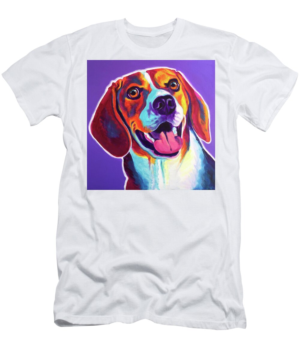 Beagle T-Shirt featuring the painting Beagle - Luca by Dawg Painter