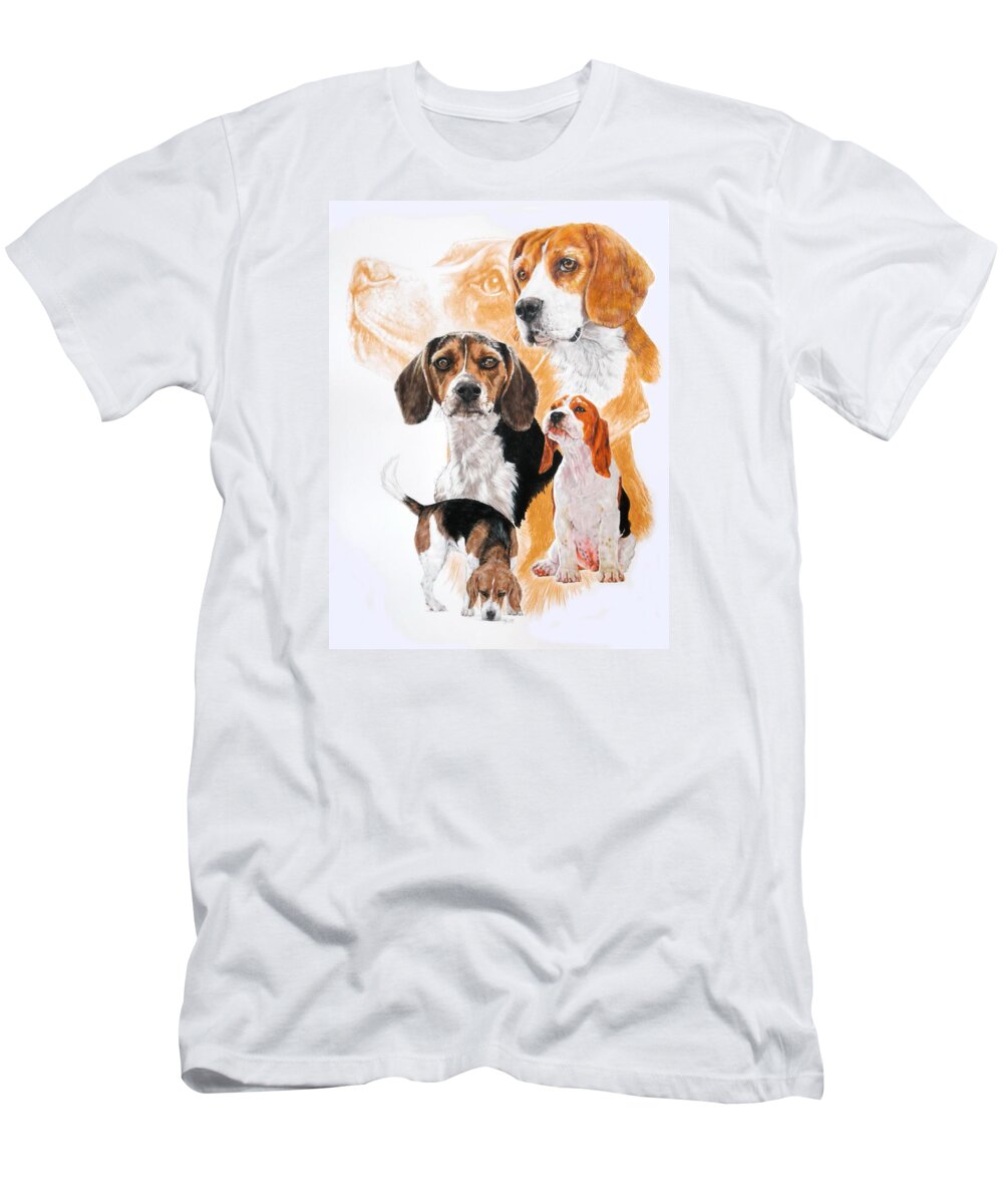Hound T-Shirt featuring the mixed media Beagle Medley by Barbara Keith