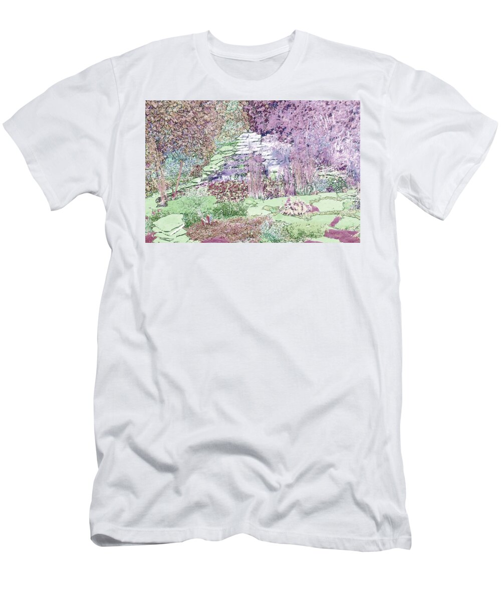 Garden T-Shirt featuring the digital art Beckie's Magic Garden by Cheryl Charette