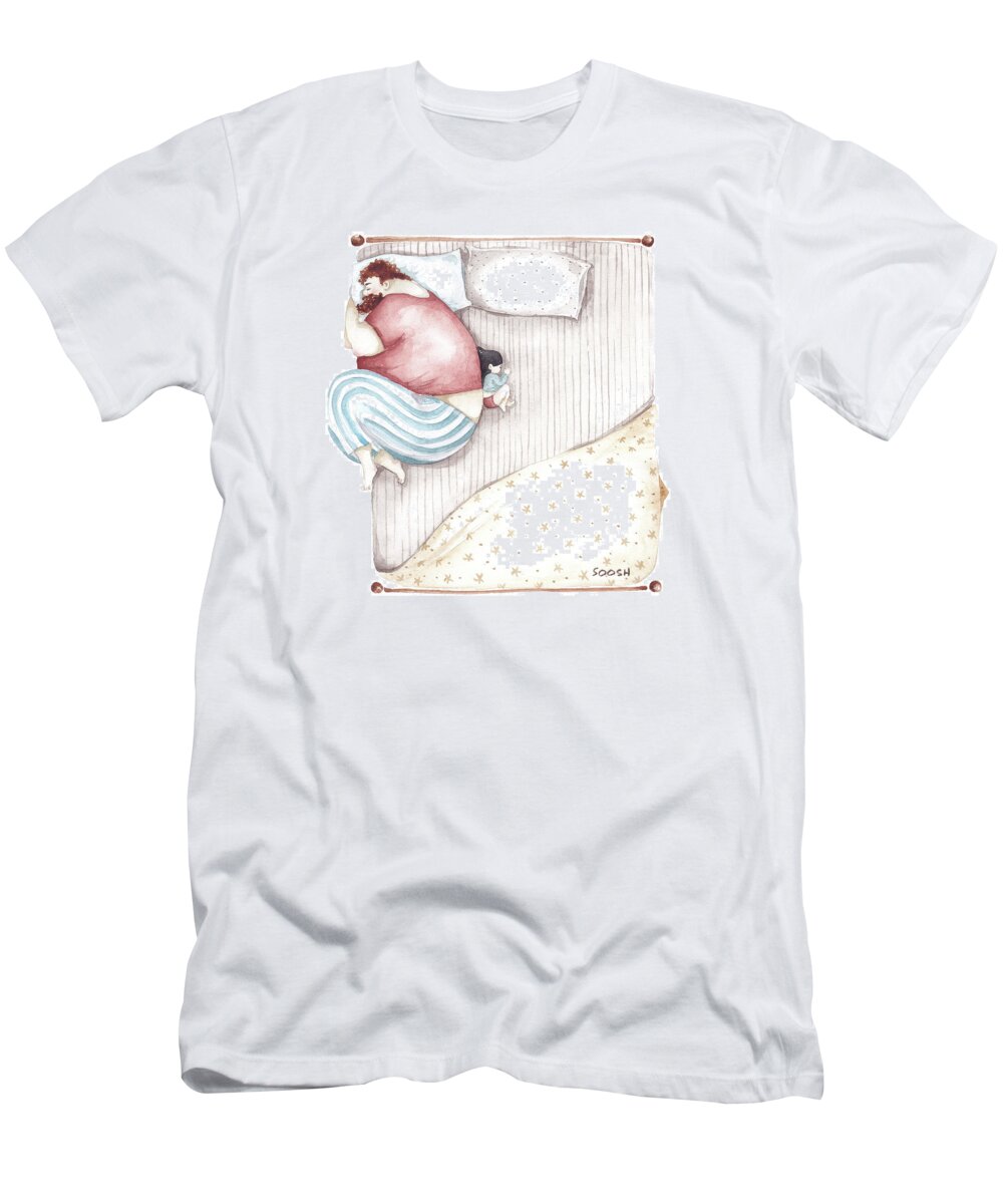 Illustration T-Shirt featuring the painting Bed. King size. by Soosh
