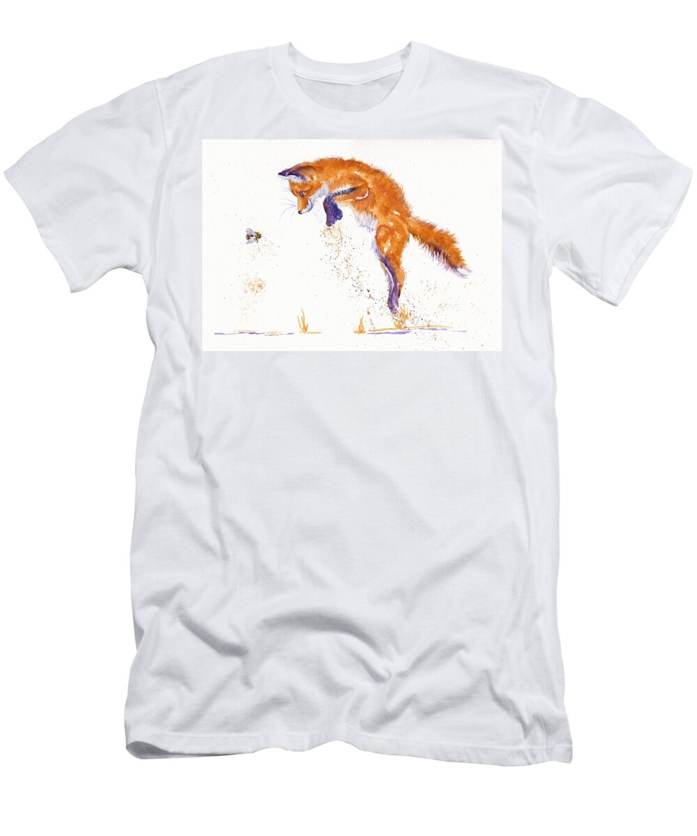 Fox T-Shirt featuring the painting Bee Innocent by Debra Hall