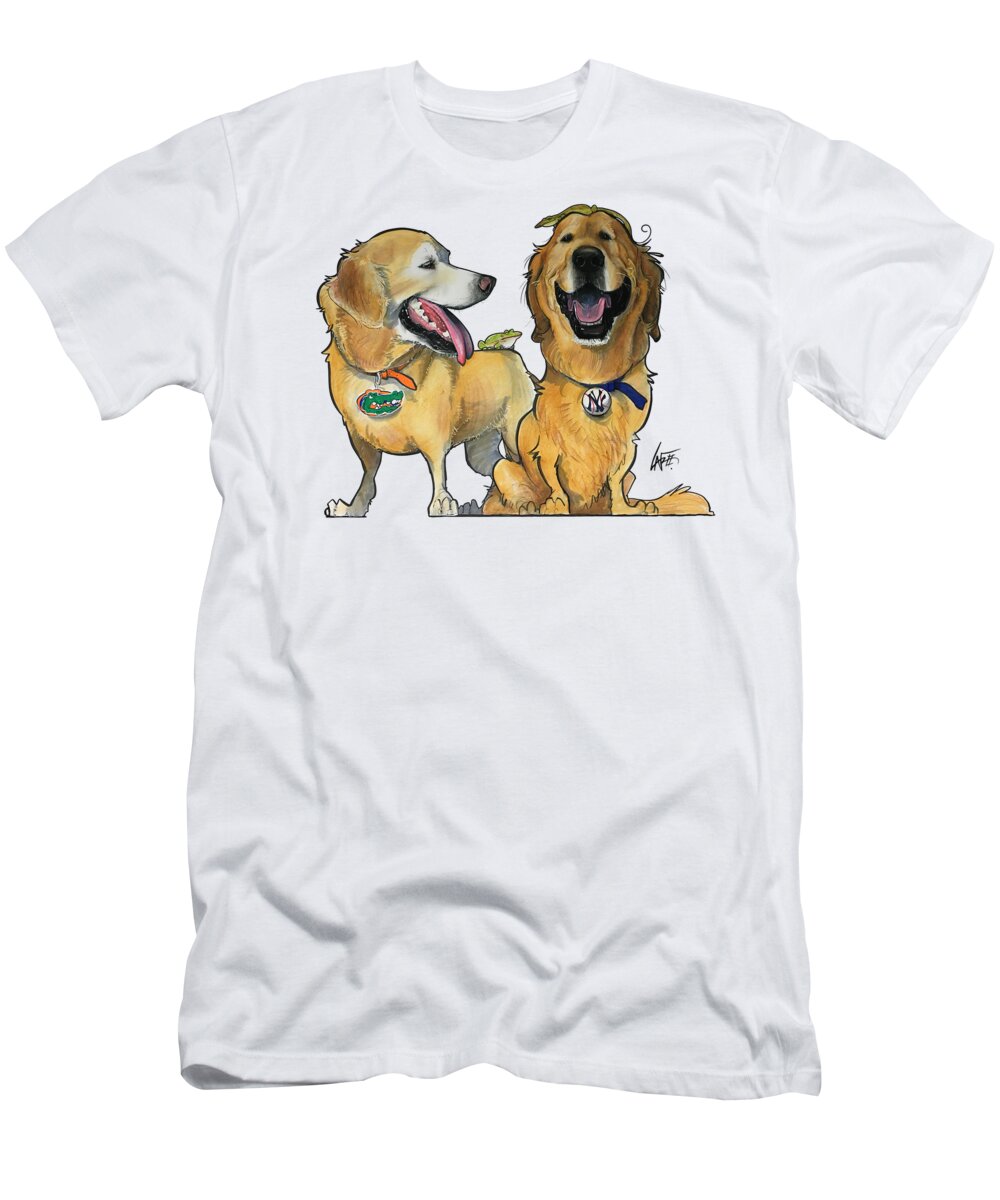 Golden Retriever T-Shirt featuring the drawing Beer 3924 by Canine Caricatures By John LaFree