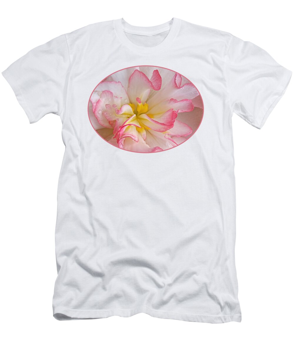 Begonia T-Shirt featuring the photograph Begonia Pink Frills - Horizontal by Gill Billington