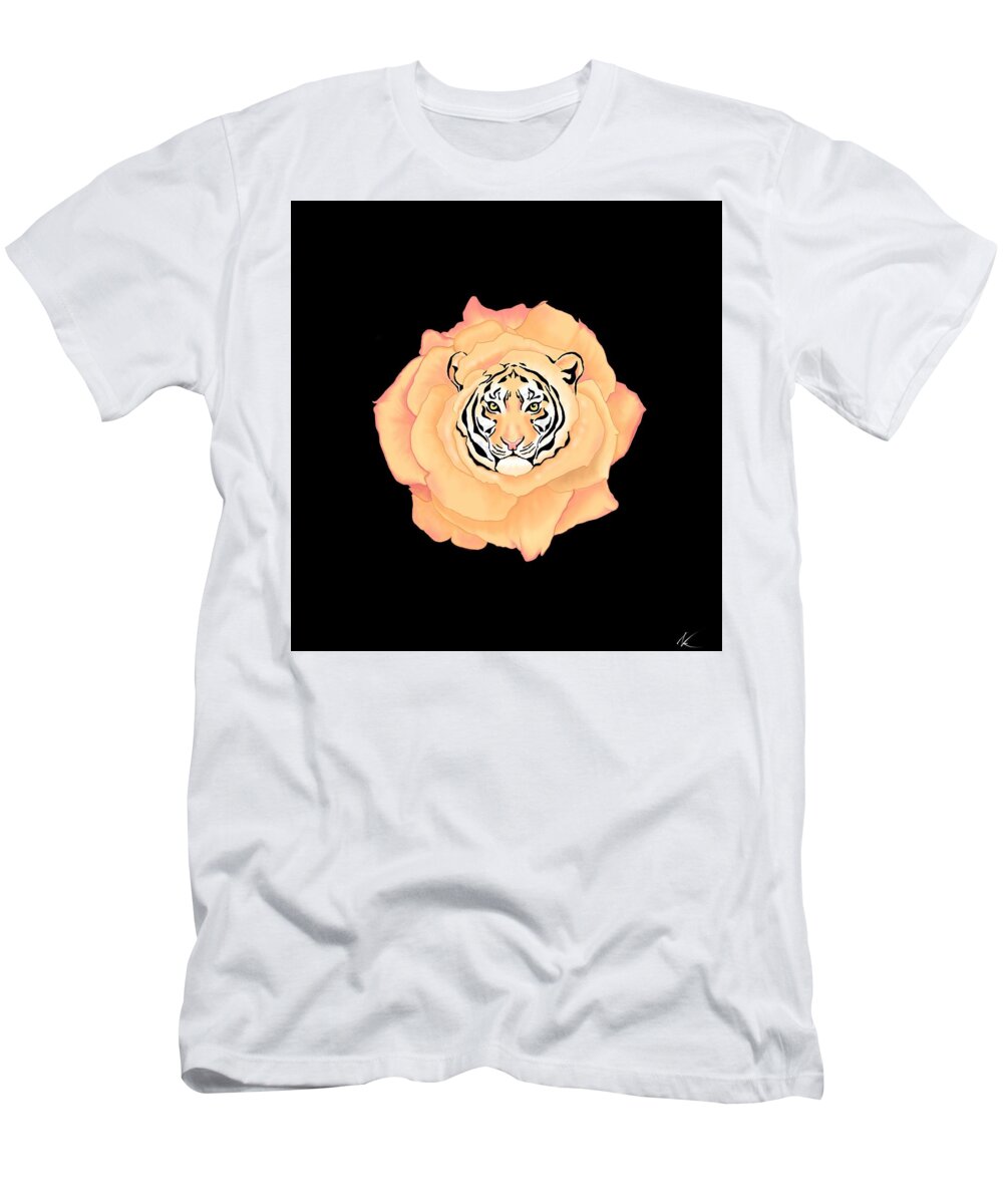 Tiger T-Shirt featuring the digital art Bengal Blossom by Norman Klein