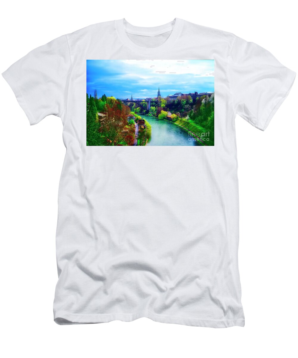 Bern T-Shirt featuring the photograph Bern Switzerland city view Spring by Tom Jelen