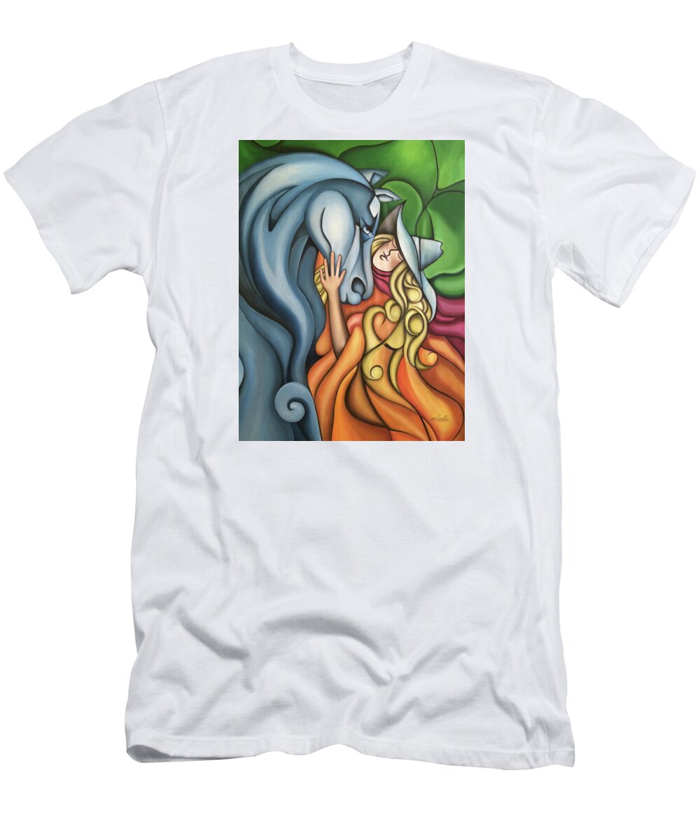 Horse T-Shirt featuring the painting Pony Girl by Lance Headlee